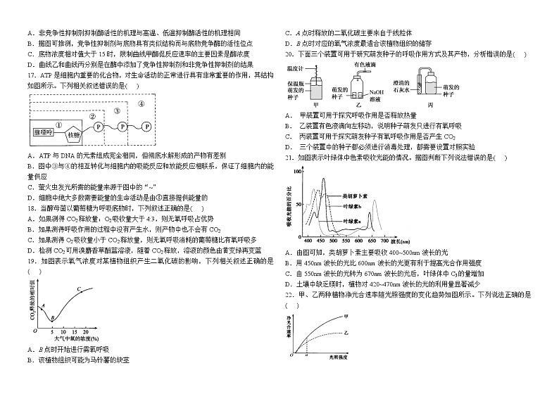 2022-2023学年河南省安阳市第一中学高一上期期末达标训练卷一生物试题03
