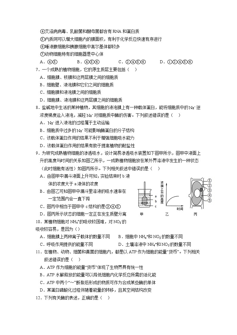 2022-2023学年陕西省咸阳市兴平市南郊高级中学高一上学期12月第二次月考生物学试题（Word版含答案）02