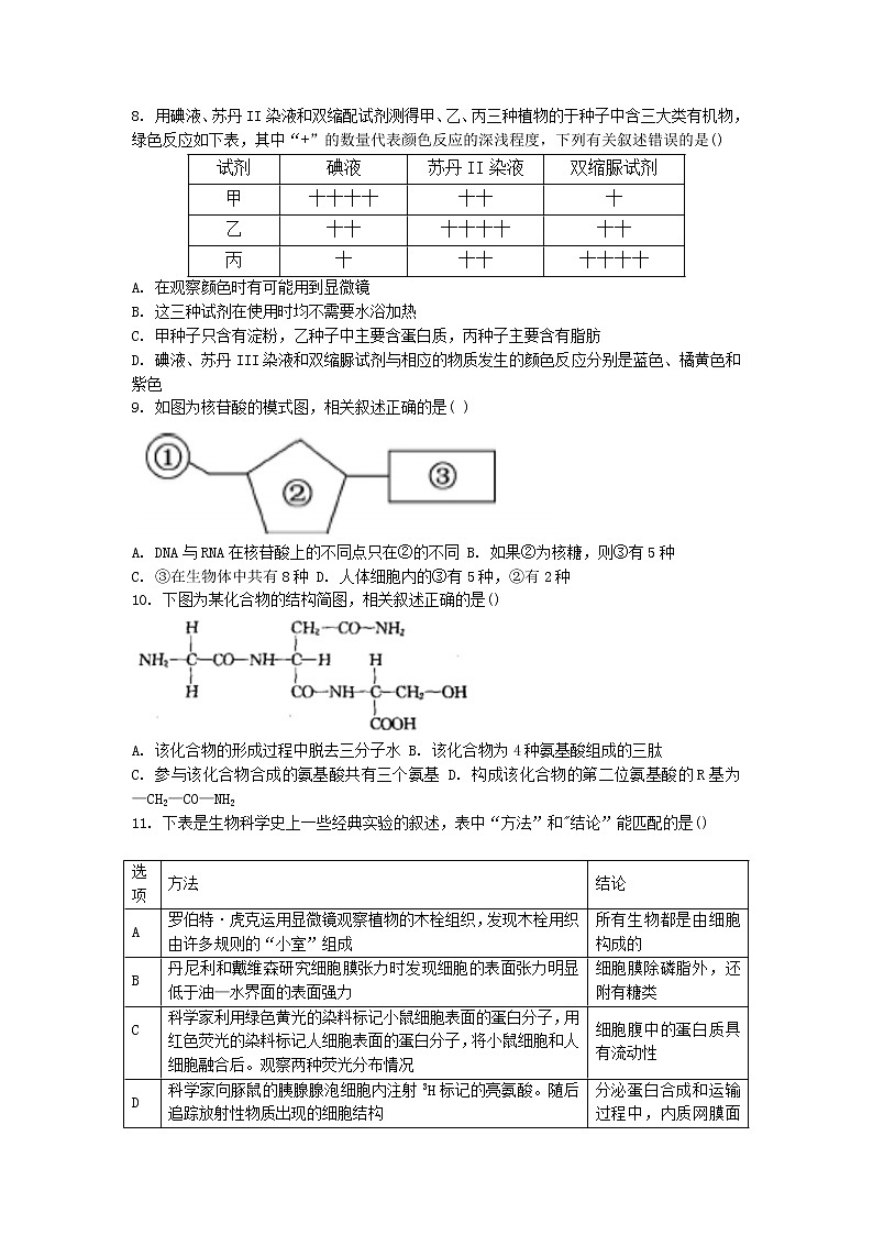 2022-2023学年四川省成都市名校高一上学期12月月考生物学试题（Word版含答案）02