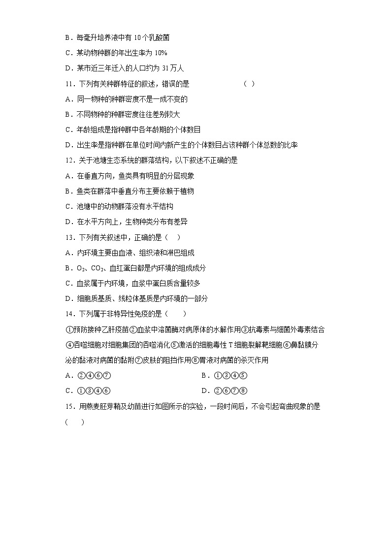 福建省福州第一中学2022-2023学年高二生物上学期12月月考试题（Word版附答案）03