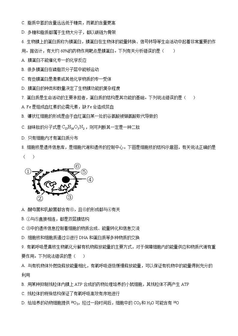 四川省宜宾市四中2022-2023学年高一上学期第三次月考试生物试题无答案第2页