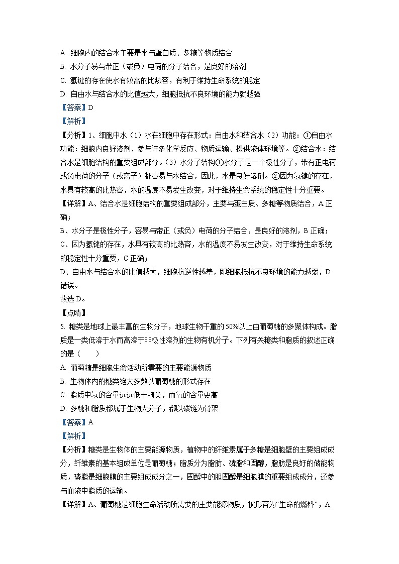 四川省宜宾市第四中学2022-2023学年高一生物上学期第三次月考试题（Word版附解析）第3页