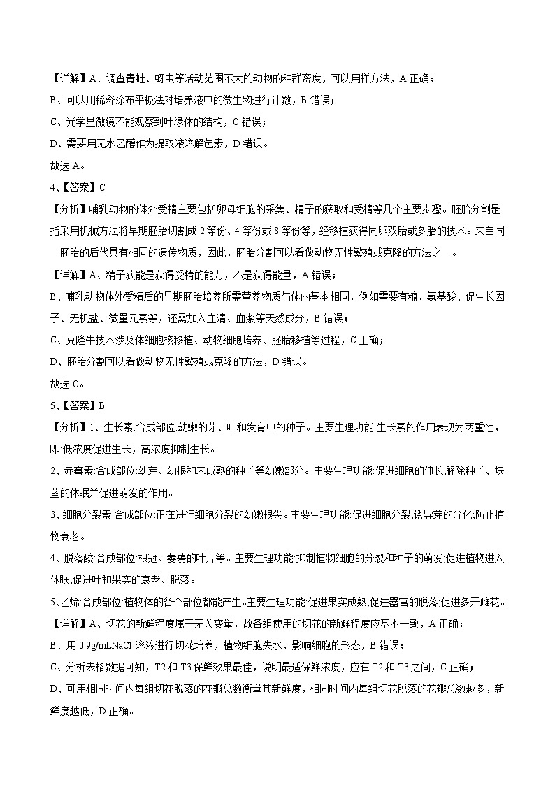 生物-2022-2023学年高三下学期开学摸底考试卷B（江苏专用）（全解全析）第2页