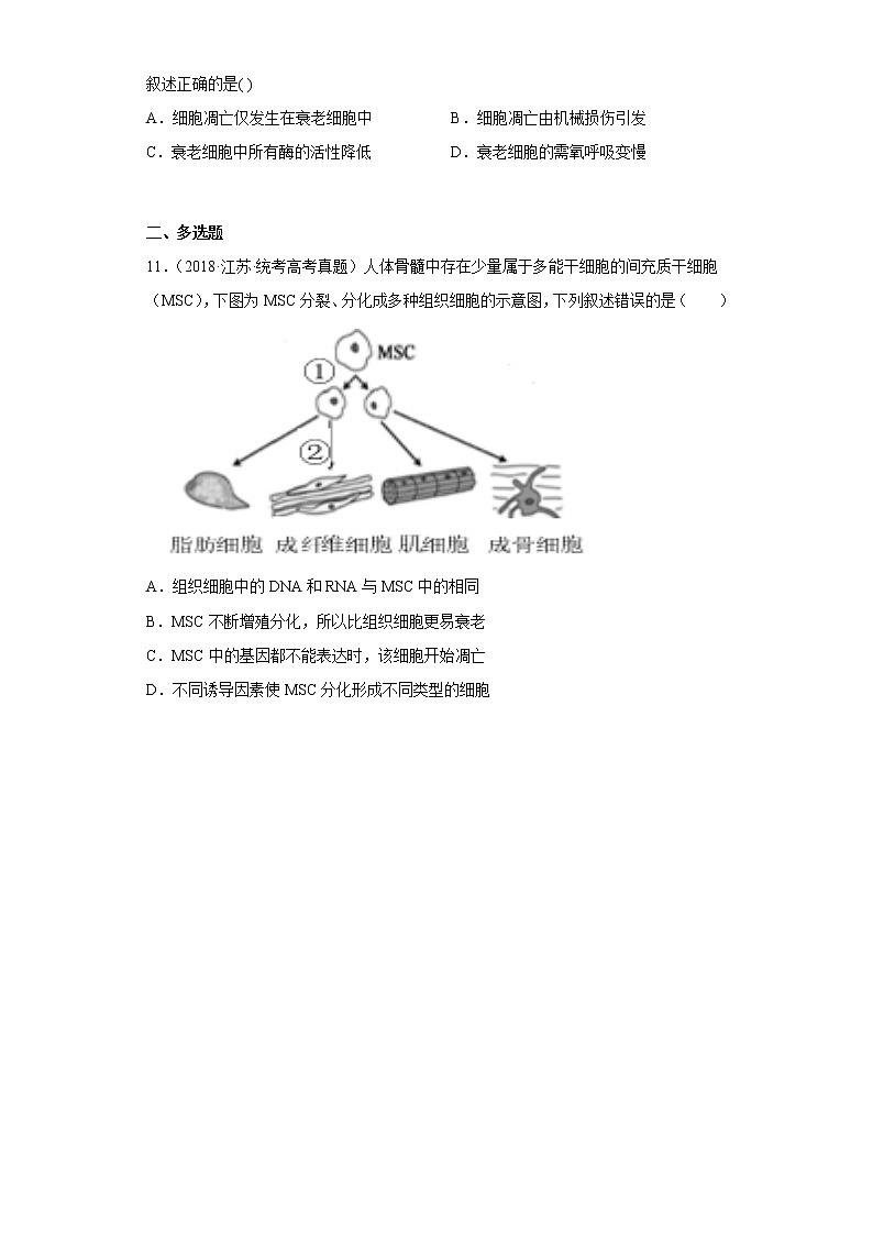 五年2018-2022高考生物真题按知识点分类汇编28-细胞的衰老（含解析）第3页