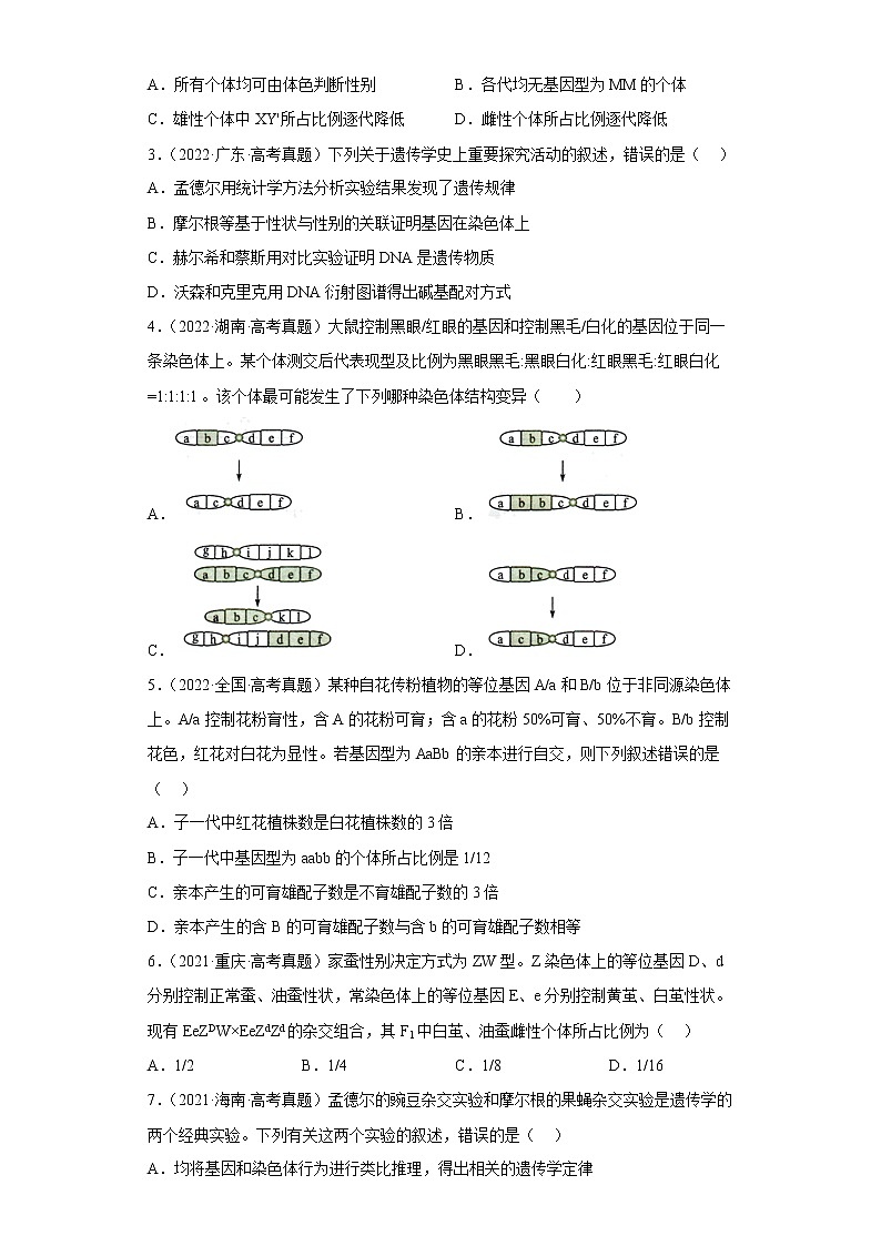 五年2018-2022高考生物真题按知识点分类汇编33-基因的自由组合定律-选择题（含解析）第2页