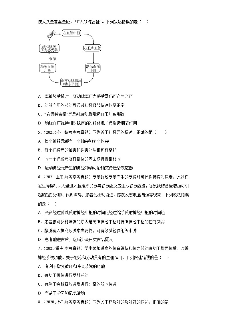 五年2018-2022高考生物真题按知识点分类汇编54-稳态与调节-神经调节的结构基础、基本方式（含解析）第2页