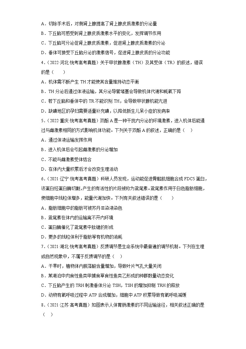 五年2018-2022高考生物真题按知识点分类汇编60-体液调节-激素调节的过程（含解析）第2页
