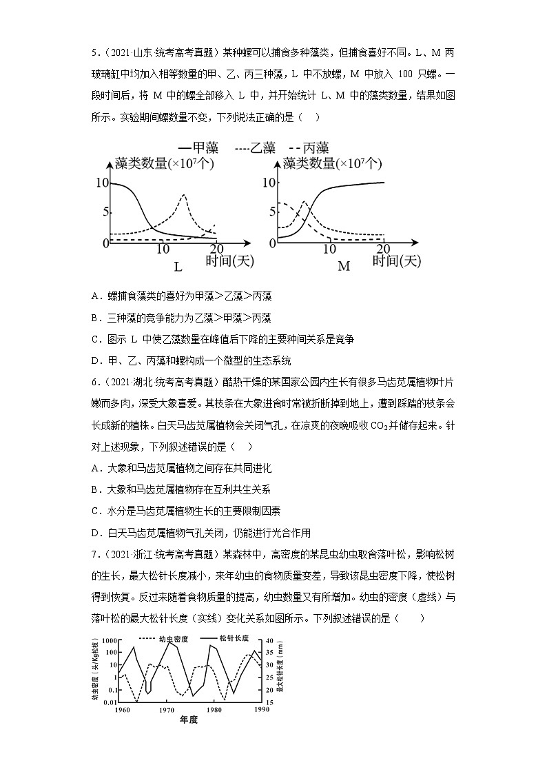 五年2018-2022高考生物真题按知识点分类汇编75-生物与环境-群落中生物的种间关系（含解析）第2页