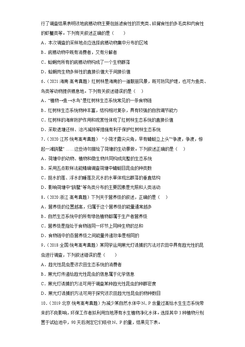 五年2018-2022高考生物真题按知识点分类汇编78-生物与环境-生态系统的结构和生物圈（含解析）第2页