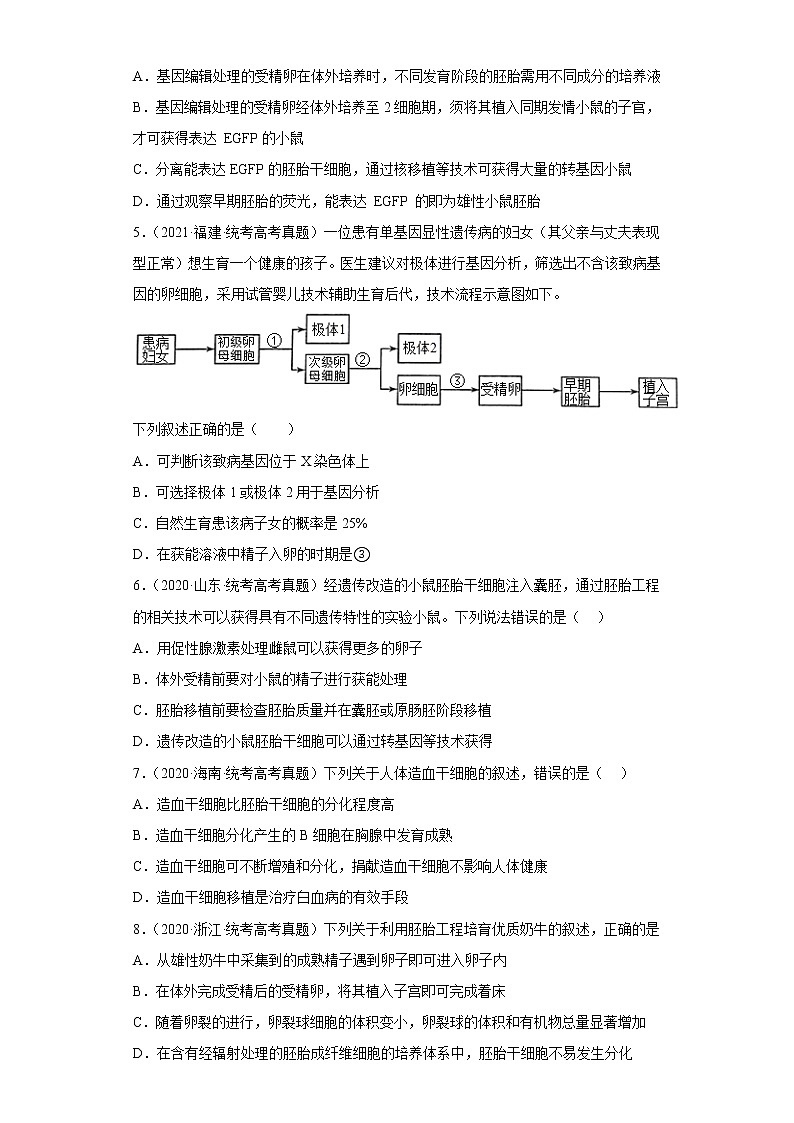 五年2018-2022高考生物真题按知识点分类汇编98-生物技术工程-胚胎工程（含解析）第2页
