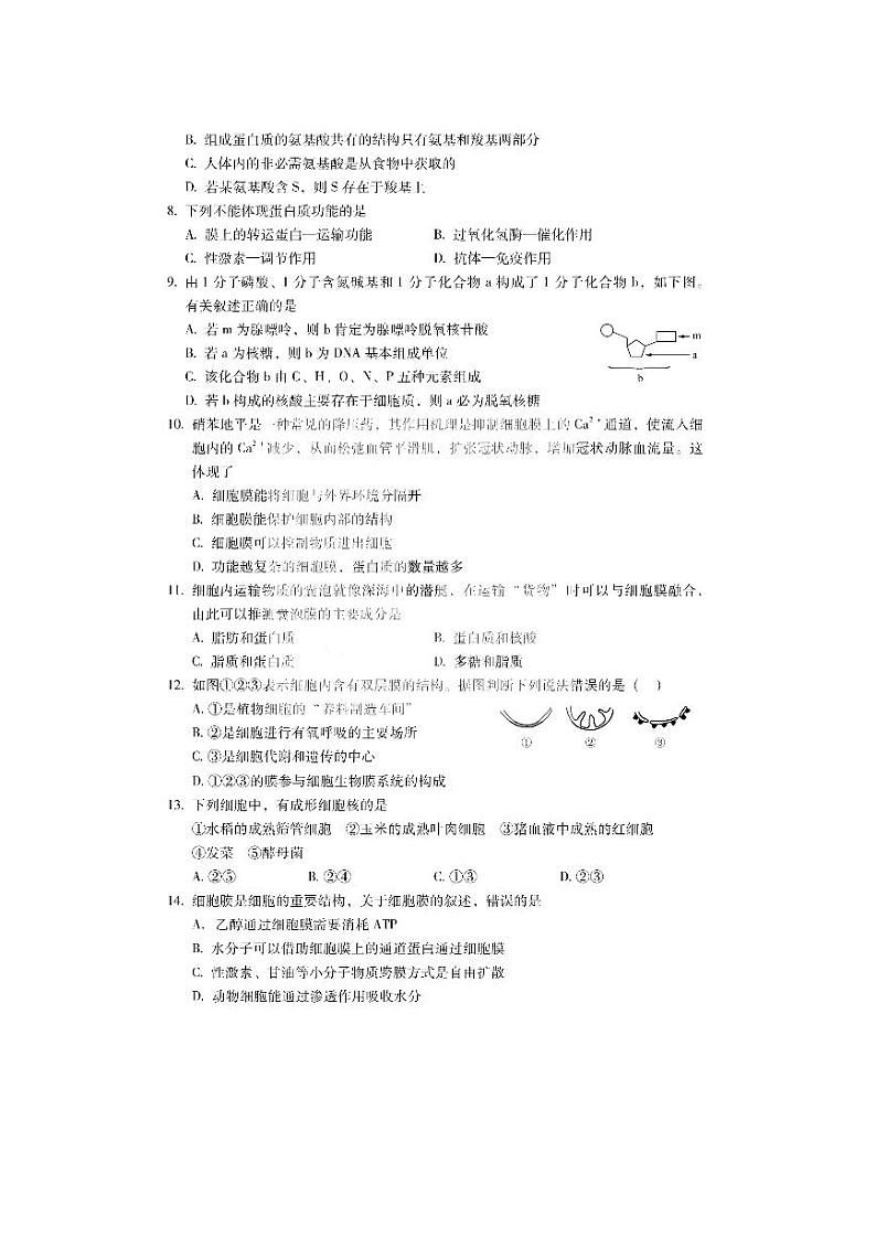 黑龙江省哈尔滨市2021-2022学年高一上学期期末学业质量检测生物试卷02