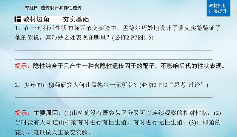 2023届高考生物二轮复习遗传的基本规律、伴性遗传与人类遗传病课件第3页