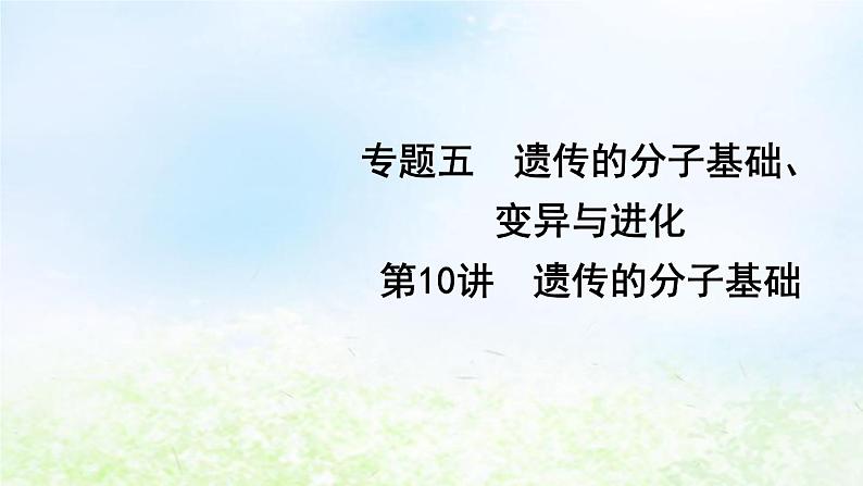 2023届高考生物二轮复习第10讲遗传的分子基础课件01