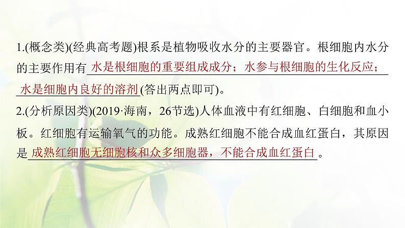 2023届高考生物二轮复习语言表达(一)与细胞有关的概念、特点、作用描述课件第5页