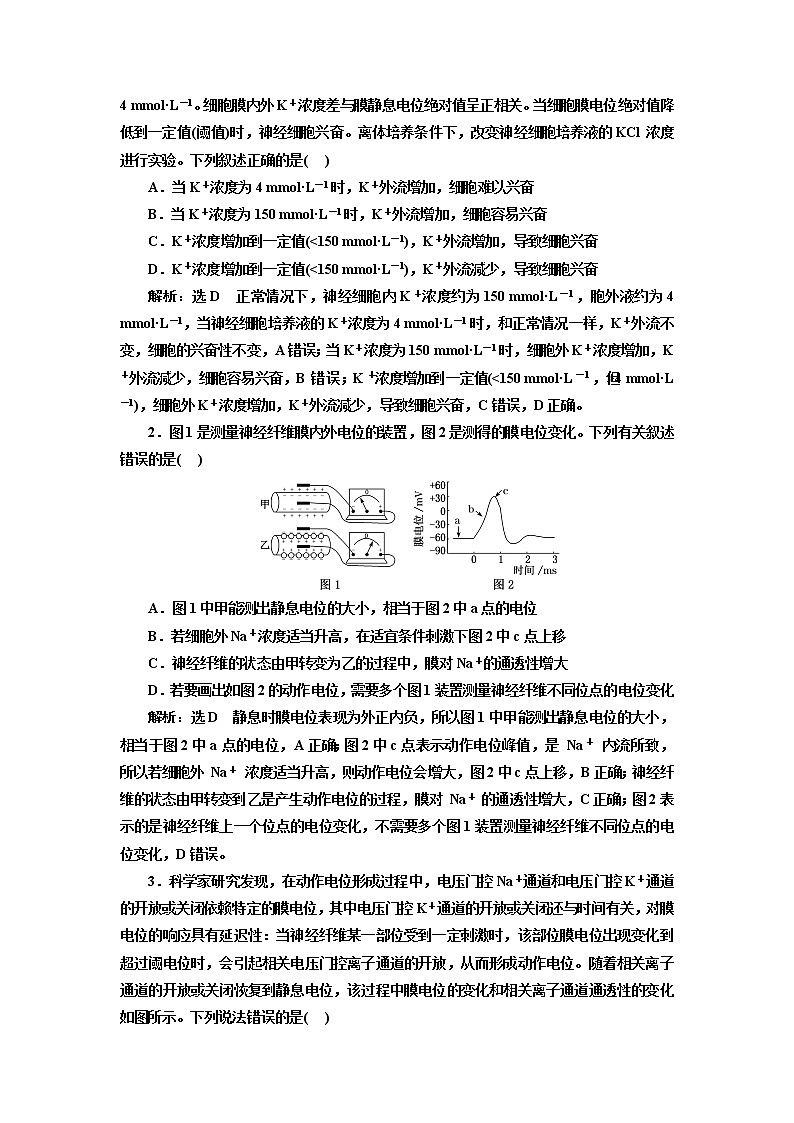 2023届高考生物二轮复习精研重难点(二)兴奋的产生、传导与膜电位变化曲线分析学案03