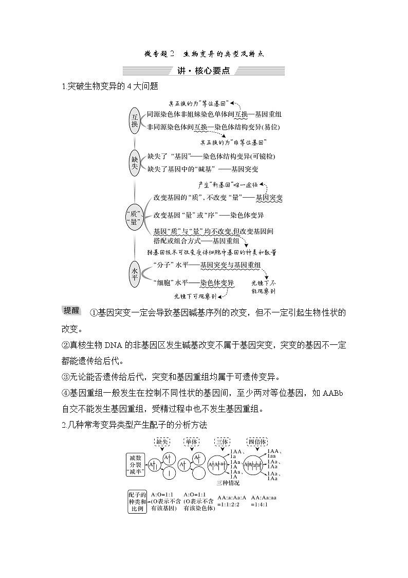 2023届高考生物二轮复习微专题2生物变异的类型及特点学案第1页