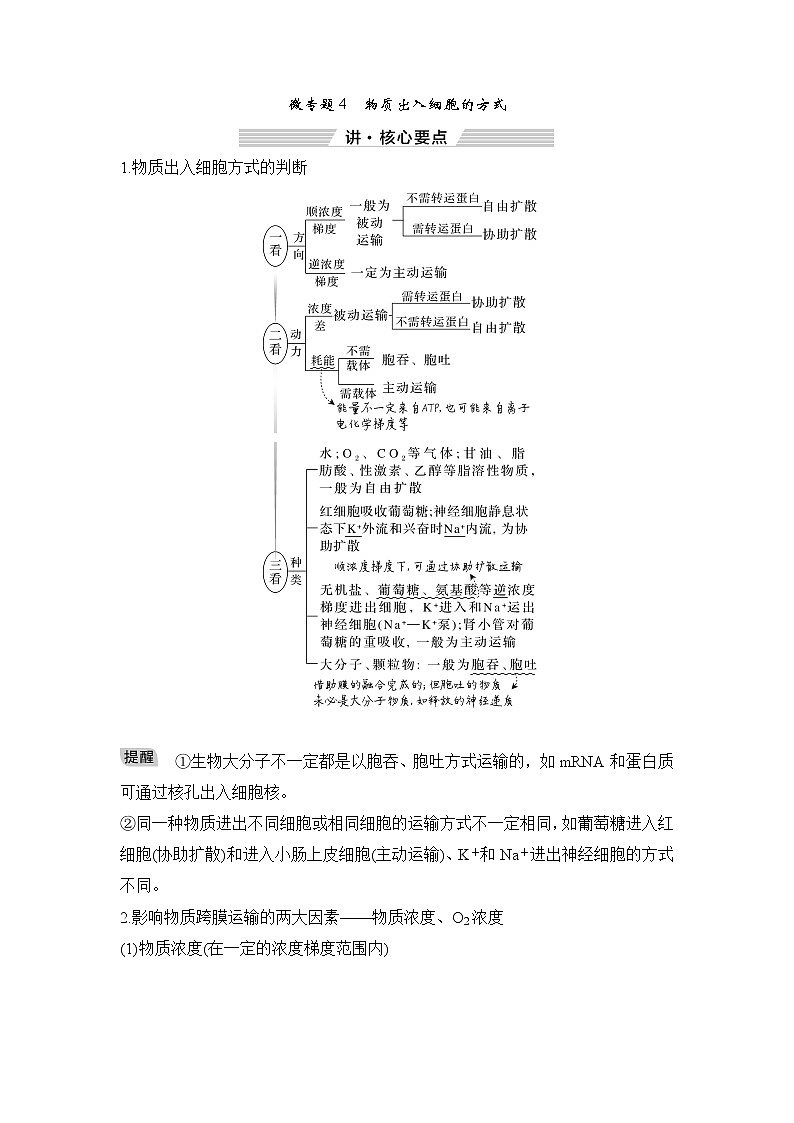 2023届高考生物二轮复习微专题4物质出入细胞的方式学案第1页