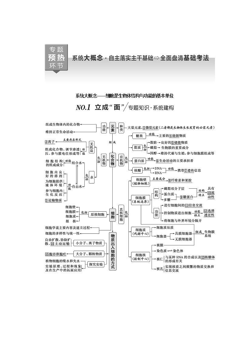 2023届高考生物二轮复习系统大概念——细胞是生物体结构与功能的基本单位学案第1页