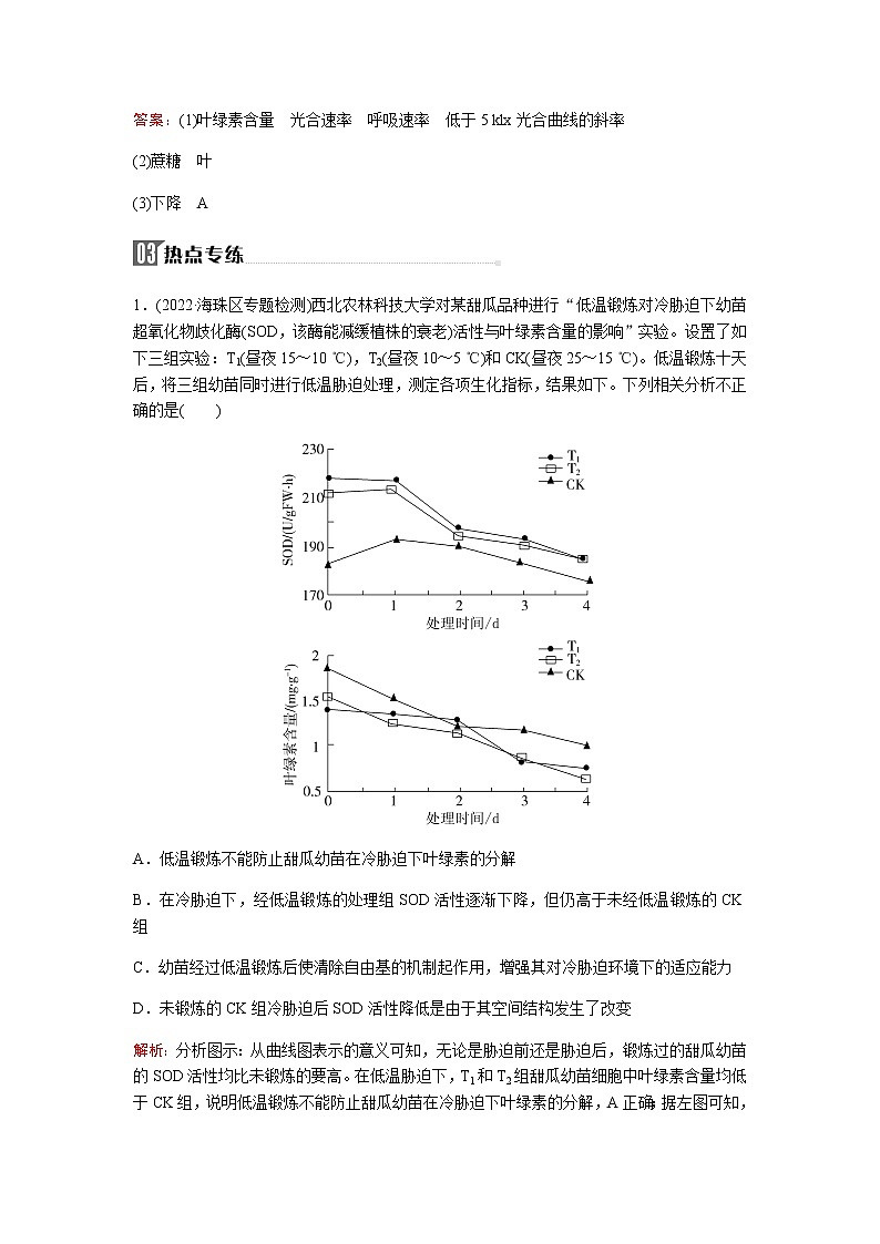 2023届高考生物二轮复习高考命题热点三环境胁迫对农作物的影响学案03