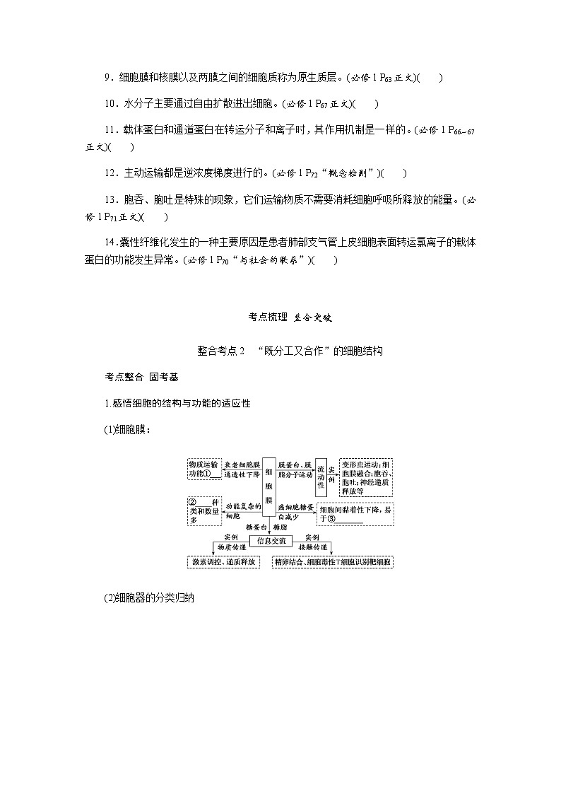 2023届高考生物二轮复习生命系统的结构基础学案（不定项）第3页