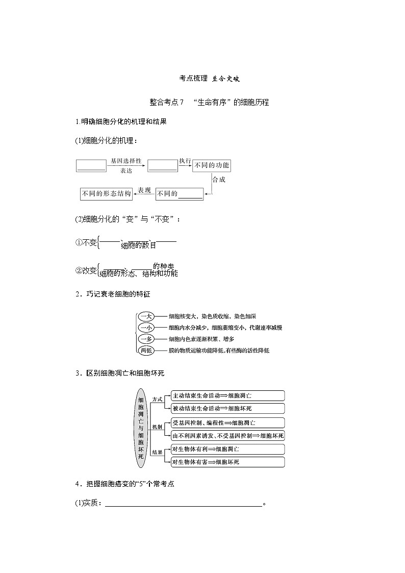2023届高考生物二轮复习细胞的分化、衰老、死亡和癌变学案（不定项）第3页
