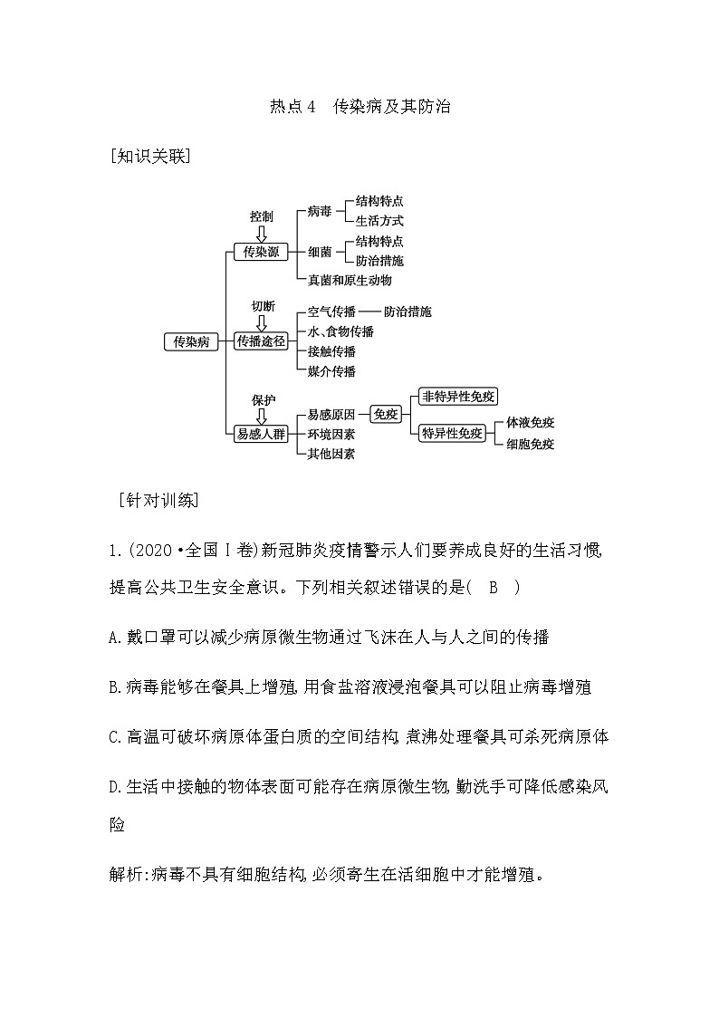 2023届高考生物二轮复习热点4传染病及其防治学案第1页