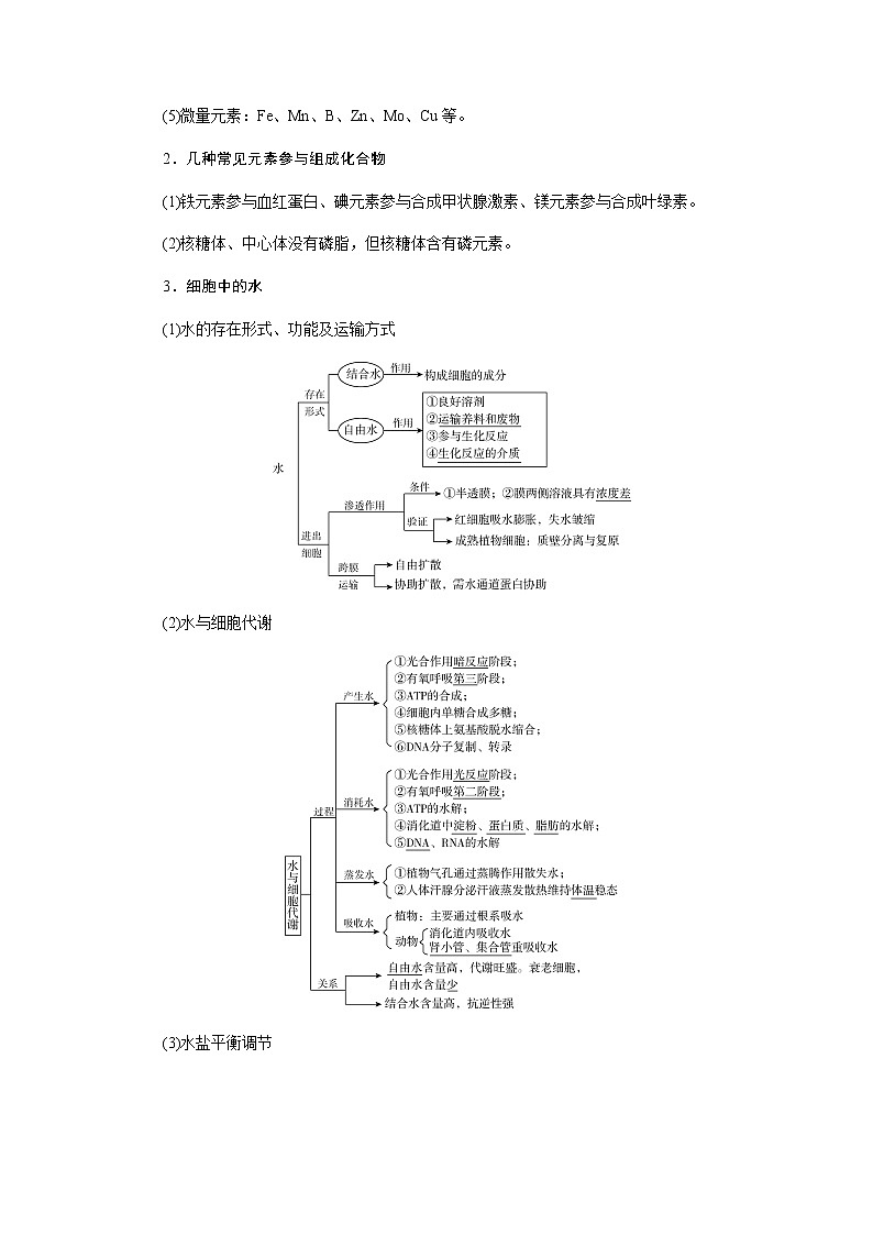 2023届高考生物二轮复习细胞的物质基础学案第3页