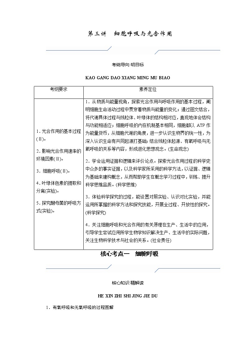 2023届高考生物二轮复习细胞呼吸与光合作用学案第1页