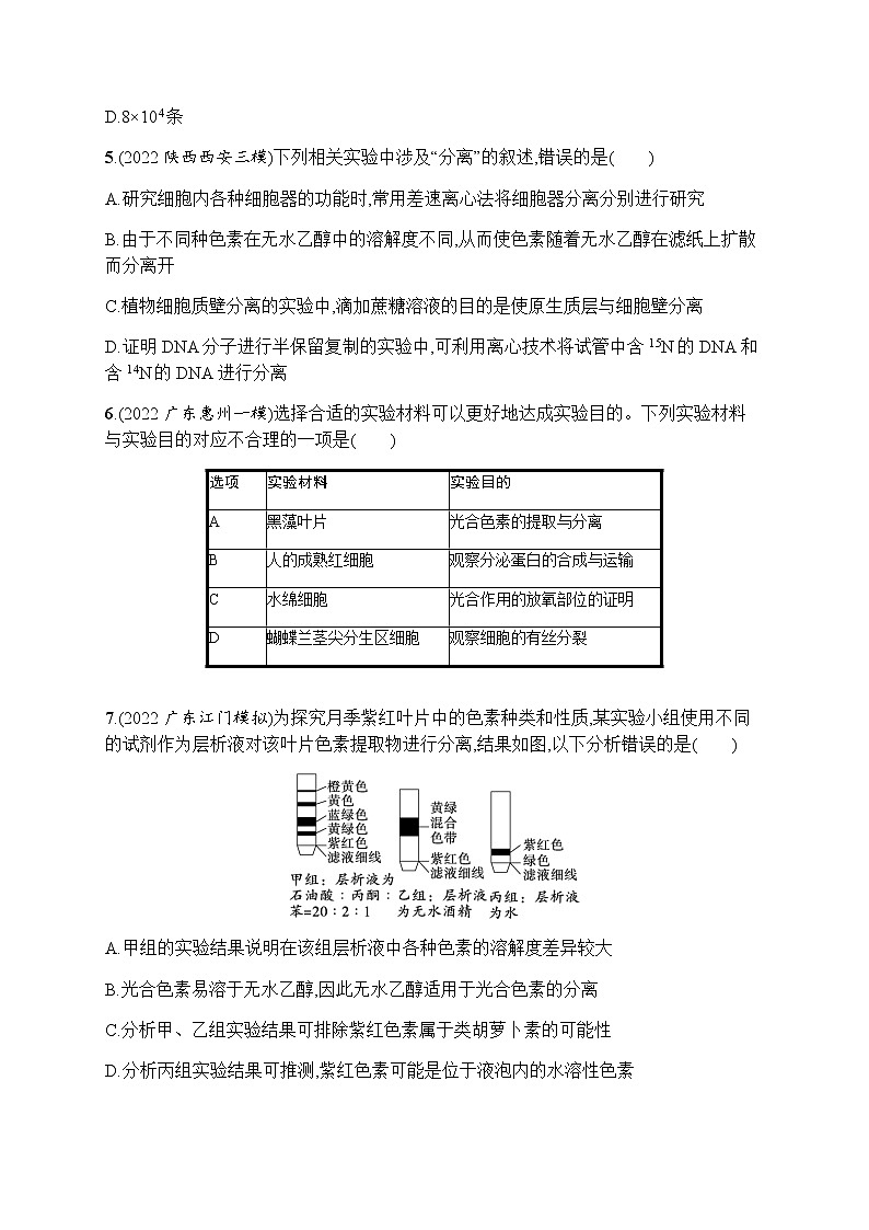 2023届高考生物二轮复习专题提升练专题9实验与探究作业含答案第2页