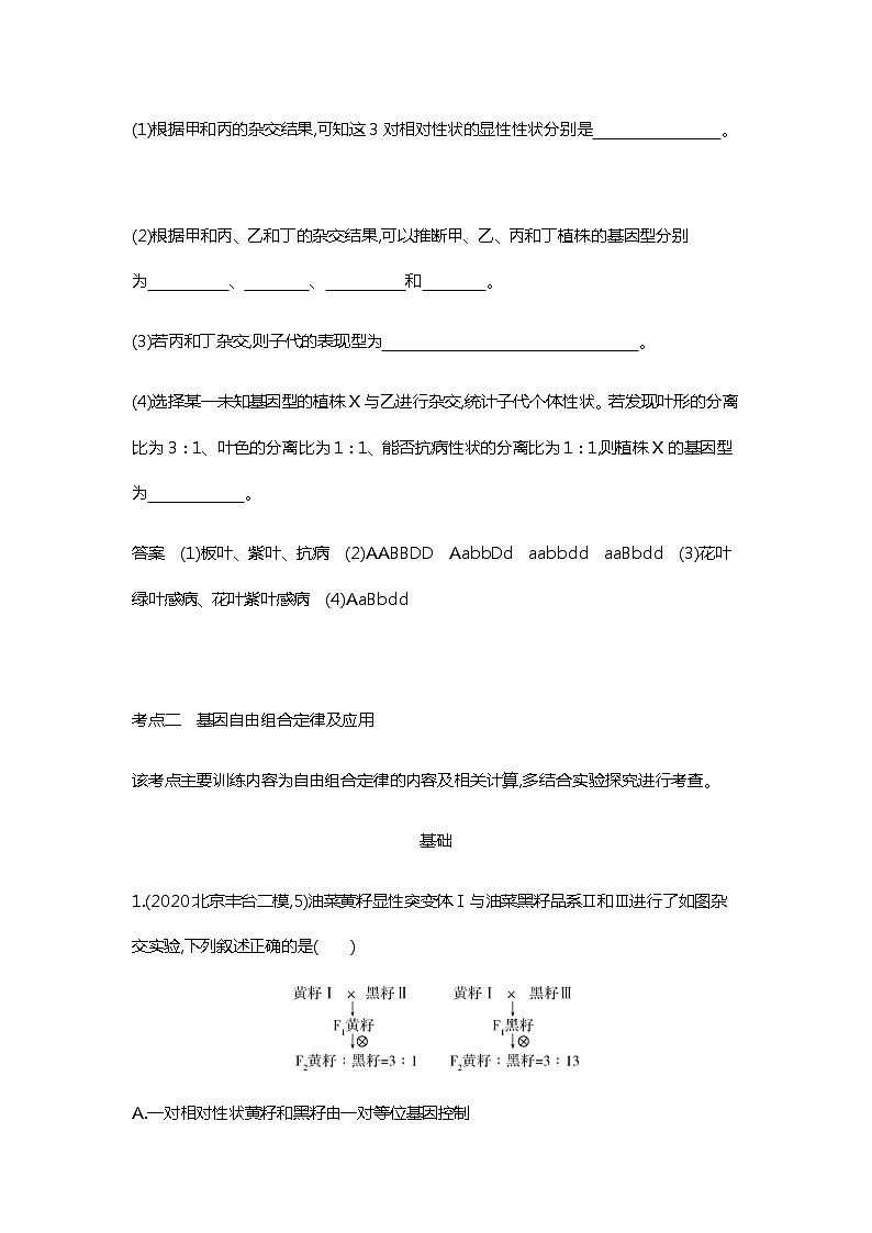 2023届高考生物二轮复习基因的自由组合定律作业含答案第3页