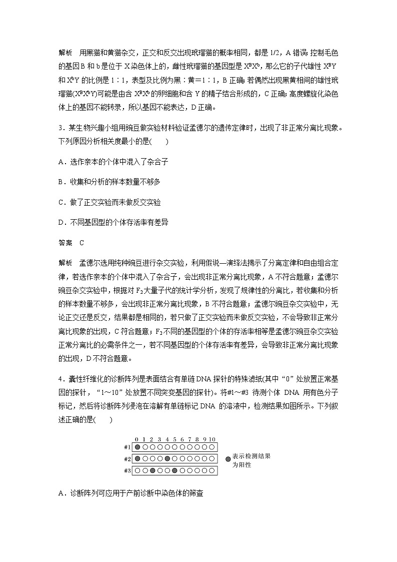 2023届高考生物二轮复习专项二选择题提速练(四)遗传的基本规律与伴性遗传作业含答案第2页