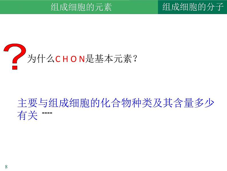 2.1细胞中的元素和化合物课件2021-2022学年高一上学期生物人教版必修108