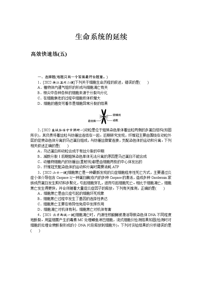 2023届高考生物二轮复习高效快速练生命系统的延续作业（不定项）含答案01