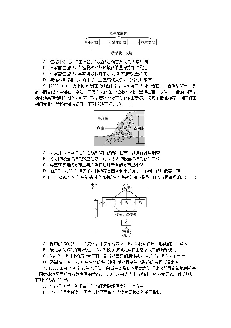 2023届高考生物二轮复习高效快速练生物与环境作业（不定项）含答案02