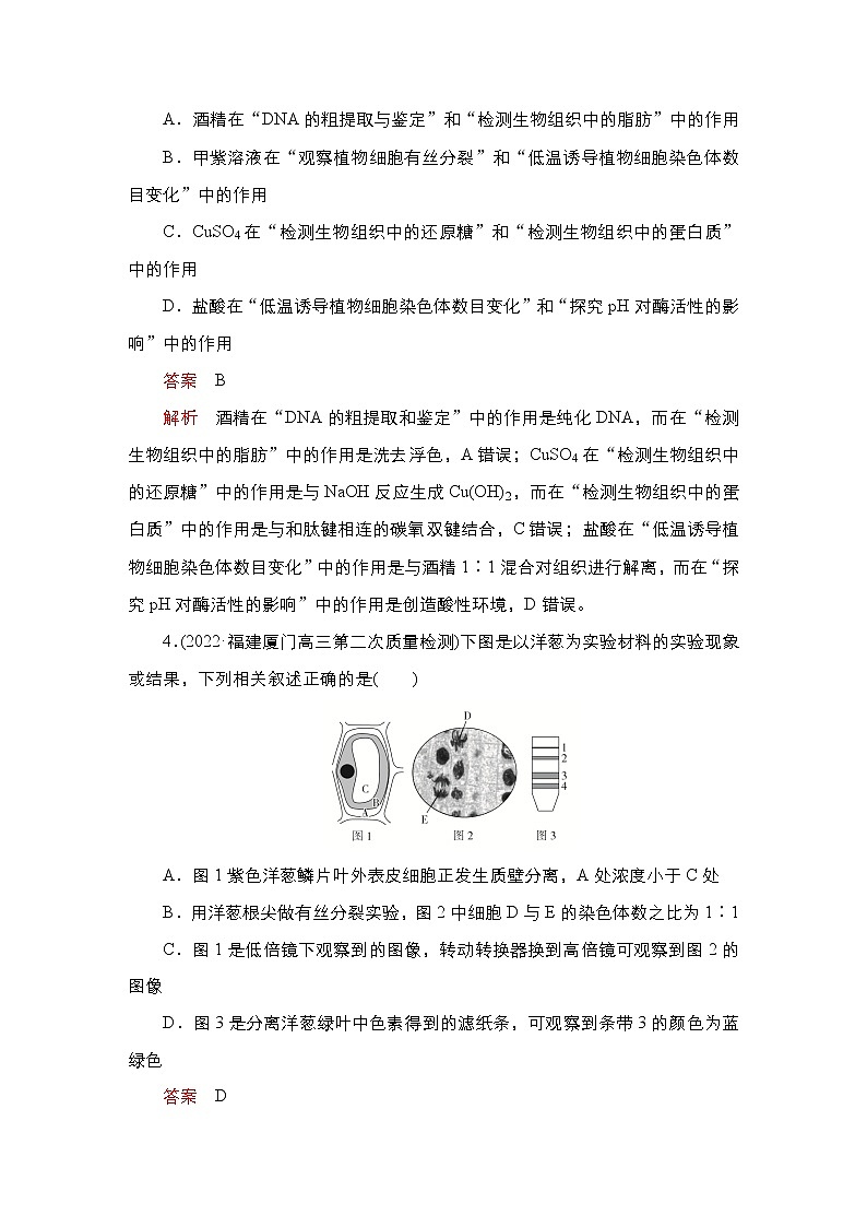 2023届高考生物二轮复习实验探究（基础测试）作业（不定项）含答案第2页