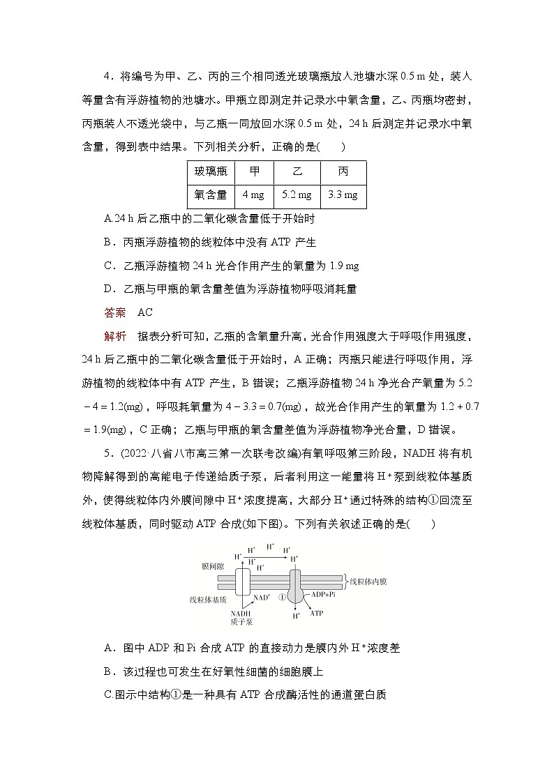 2023届高考生物二轮复习细胞物质和能量代谢（能力测试）作业（不定项）含答案第3页