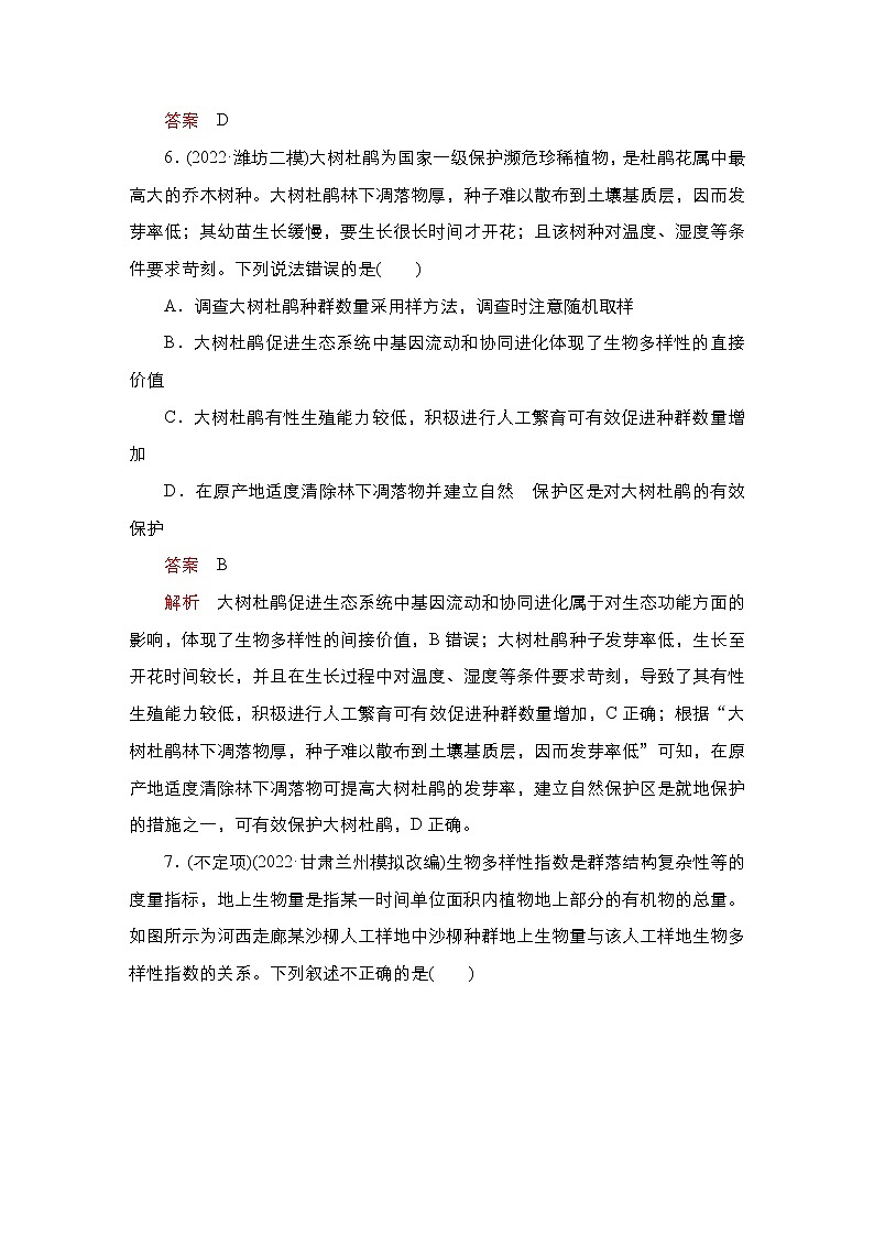2023届高考生物二轮复习生物与环境作业（不定项）含答案第3页