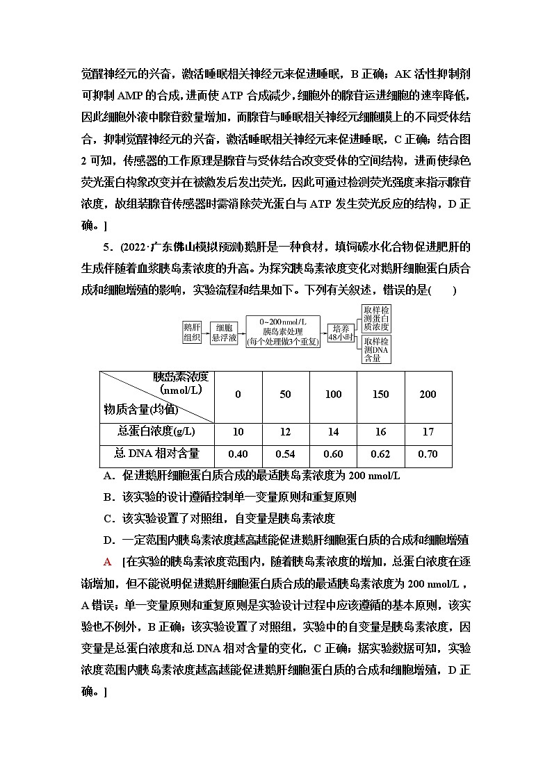 2023届高考生物二轮复习命题点专训生命活动的调节(选择题)含答案03