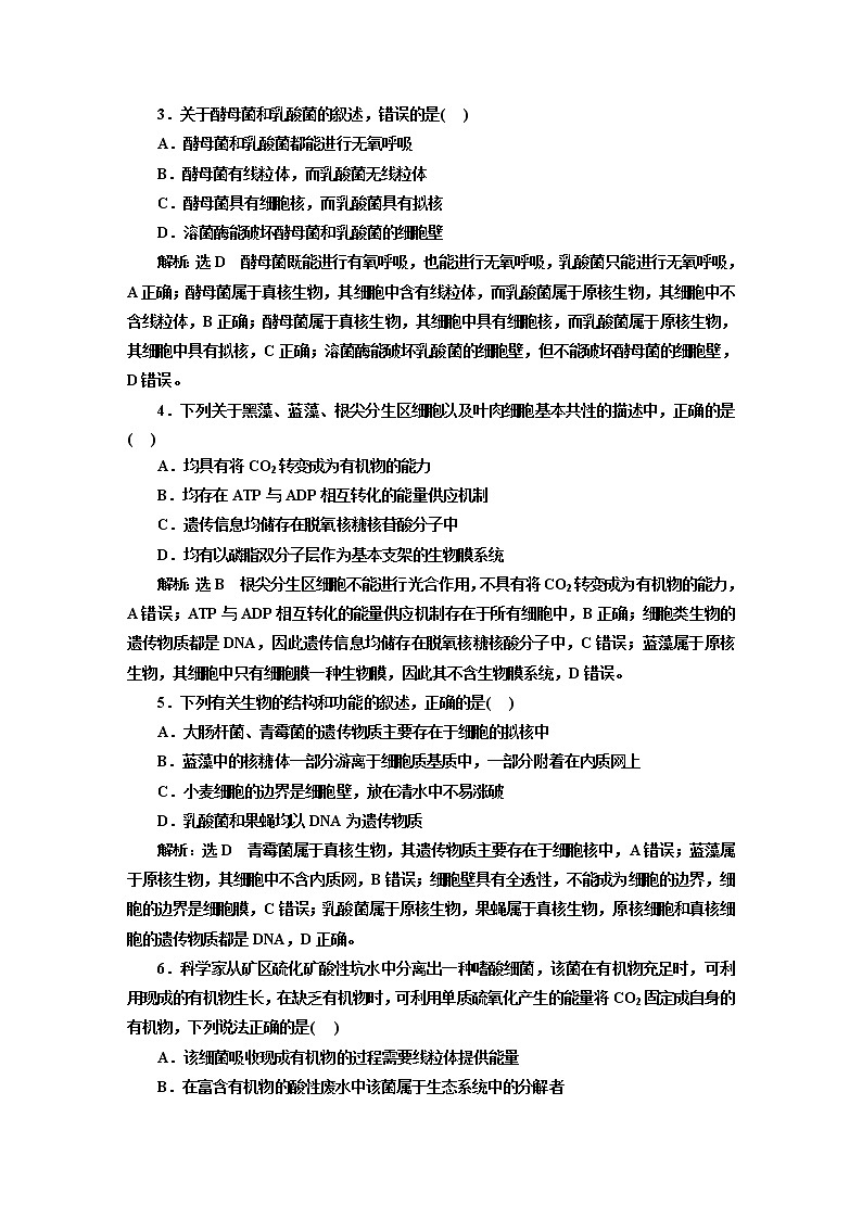 2023届高考生物二轮复习考前热点主题融会贯通训练(二)生物界的“老前辈”——细菌作业含答案第2页