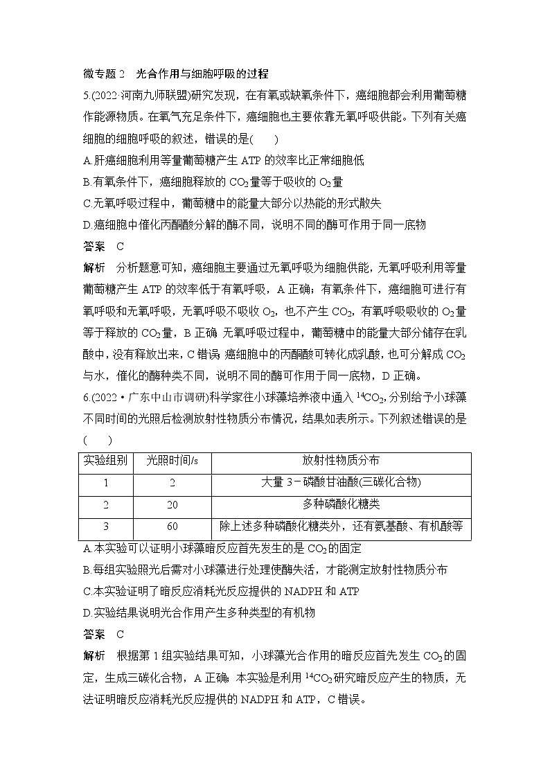 2023届高考生物二轮复习细胞代谢作业（广东专用）含答案第3页