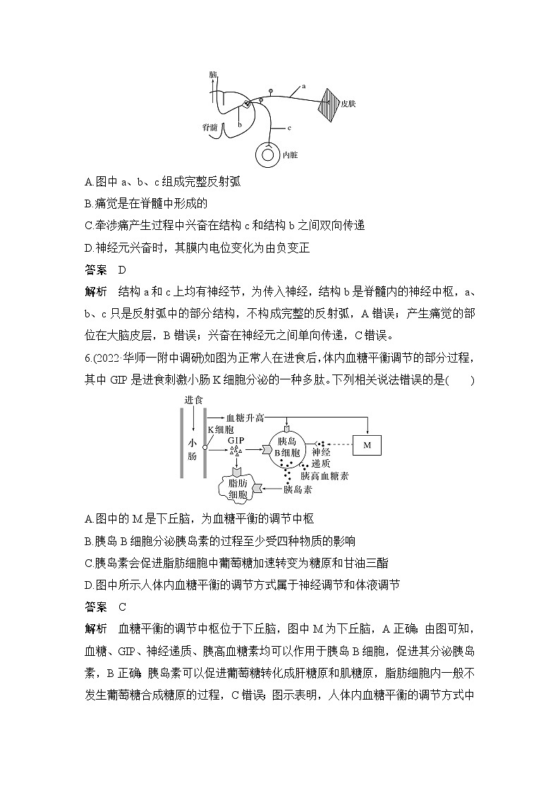 2023届高考生物二轮复习个体生命活动调节作业（广东专用）含答案第3页