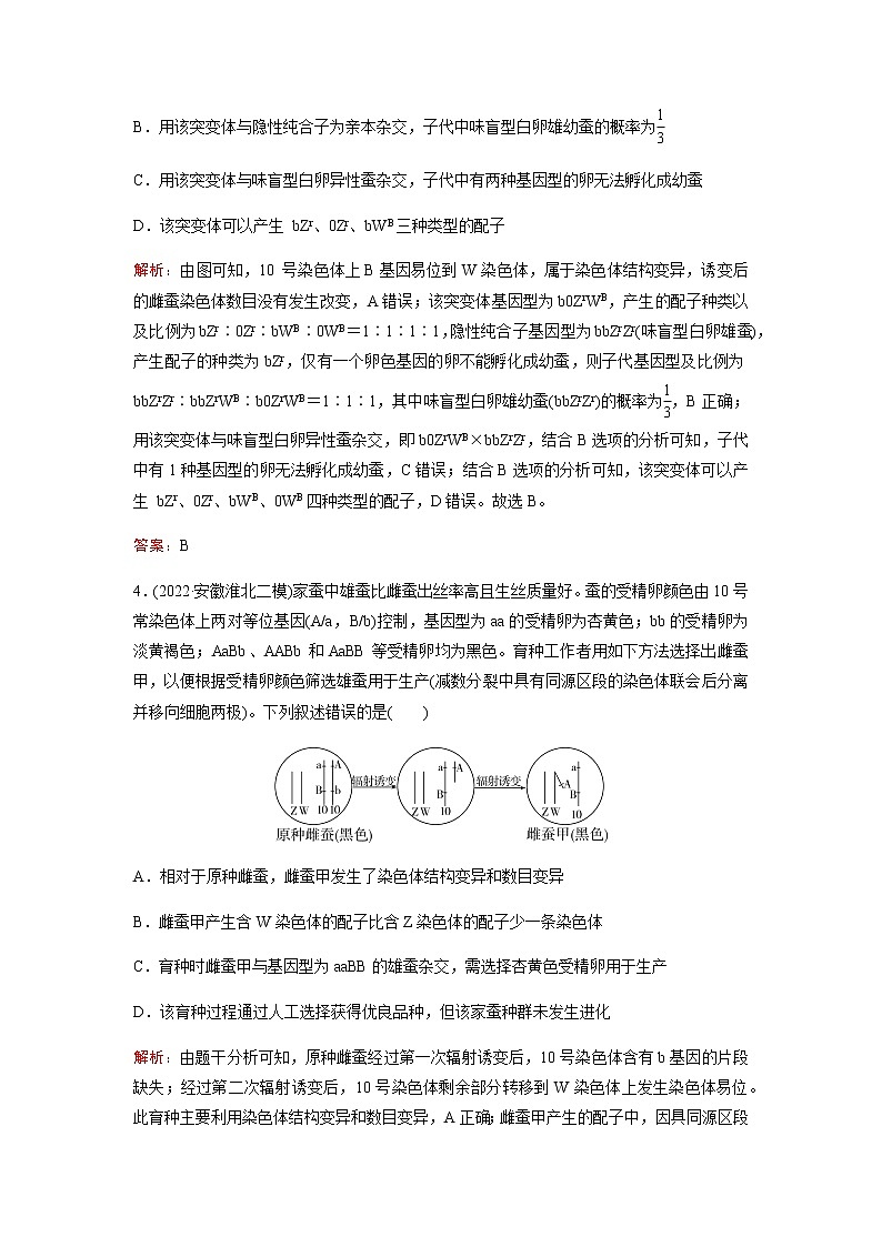 2023届高考生物二轮复习遗传的基本规律、伴性遗传与人类遗传病作业含答案03