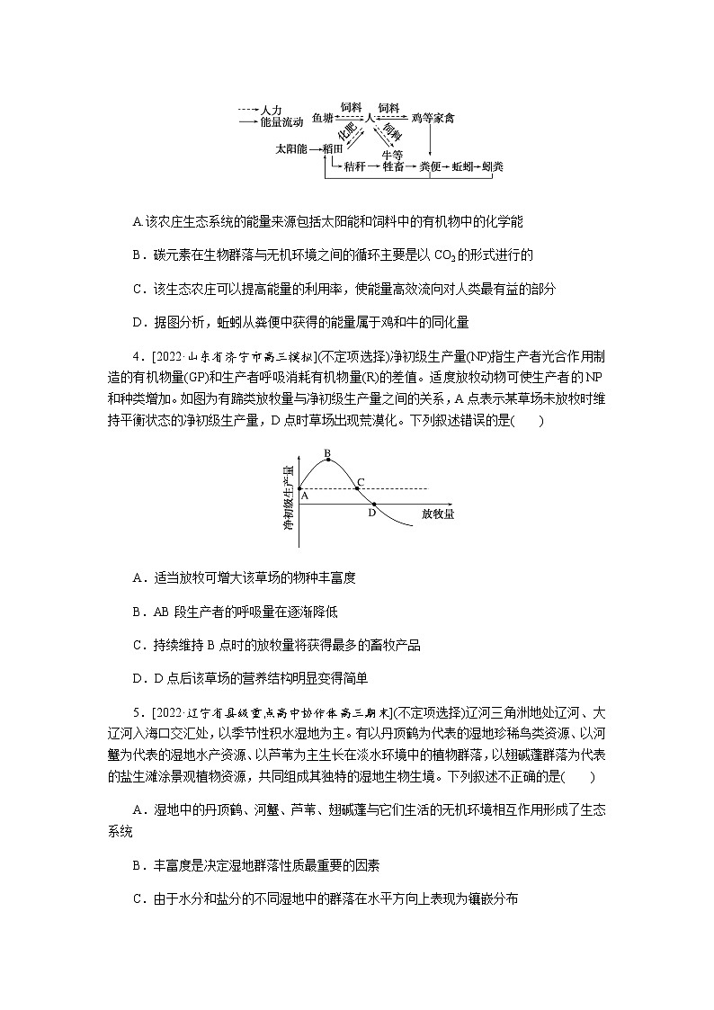 2023届高考生物二轮复习生态系统和人与环境作业（不定项）含答案第2页