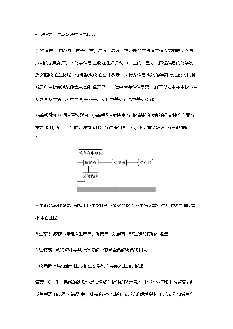 2023届高考生物二轮复习生态系统及其稳定性作业 （广东版）含答案02