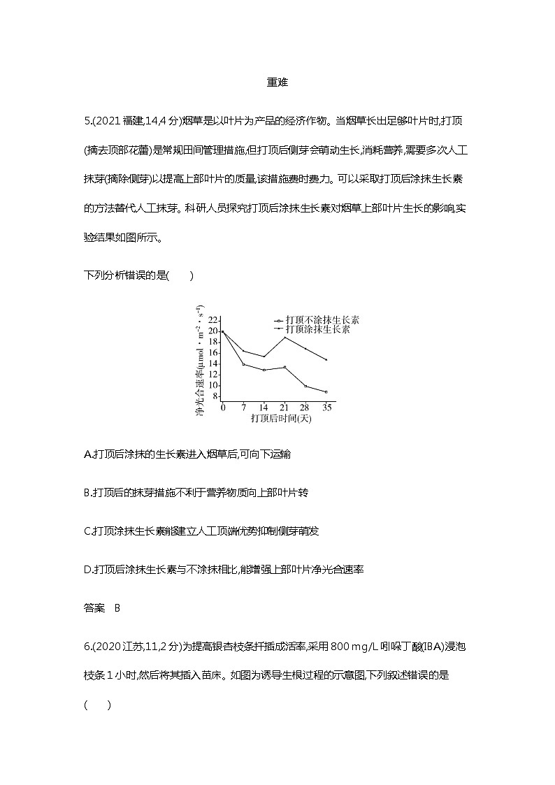 2023届高考生物二轮复习植物生命活动的调节作业（广东版）含答案第3页