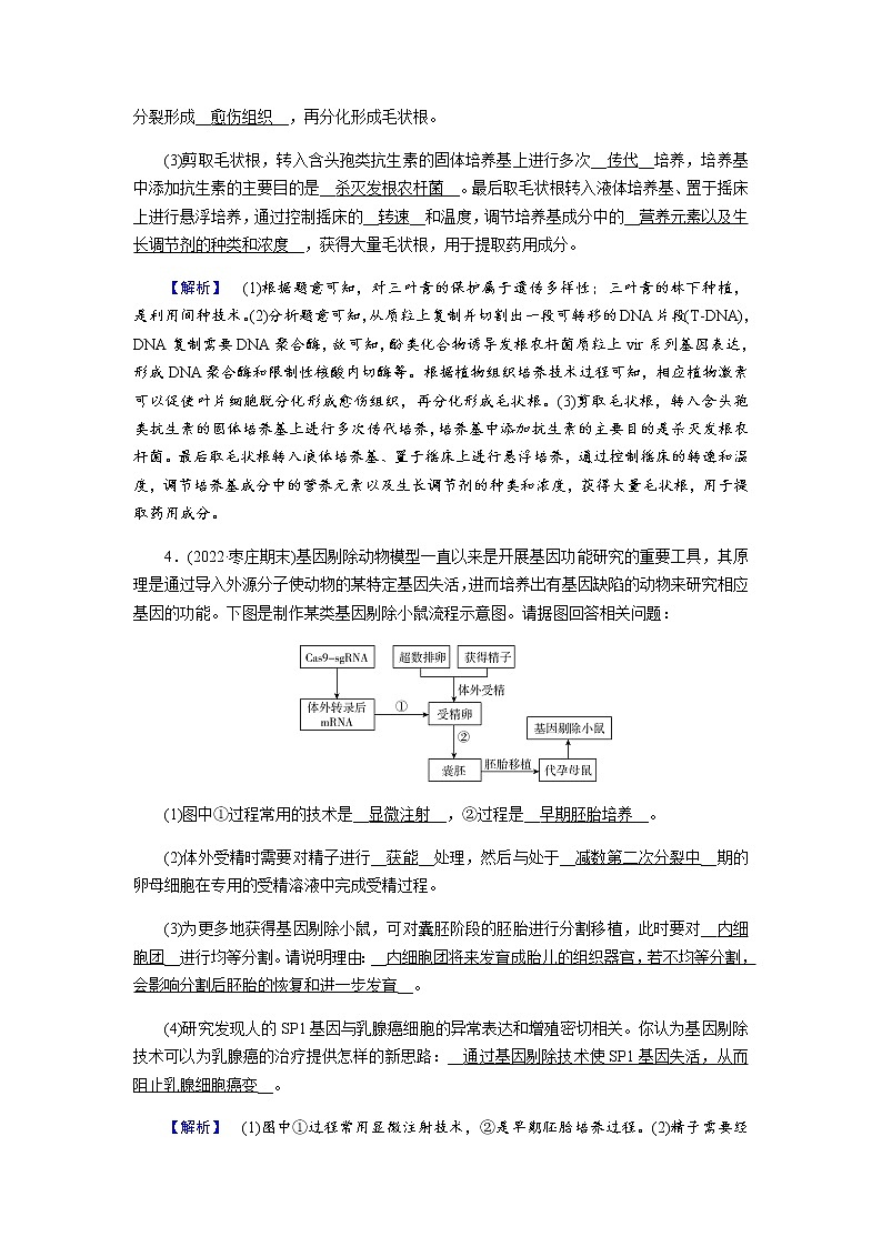 2023届高考生物二轮复习现代生物科技专题作业含答案03