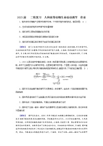 2023届高考生物二轮复习人和高等动物生命活动调节作业含答案