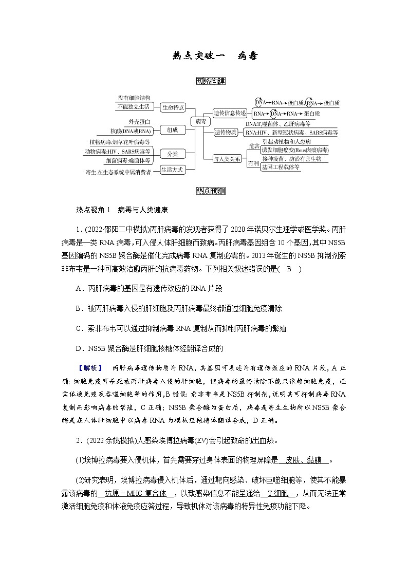2023届高考生物二轮复习热点突破系例作业含答案第1页