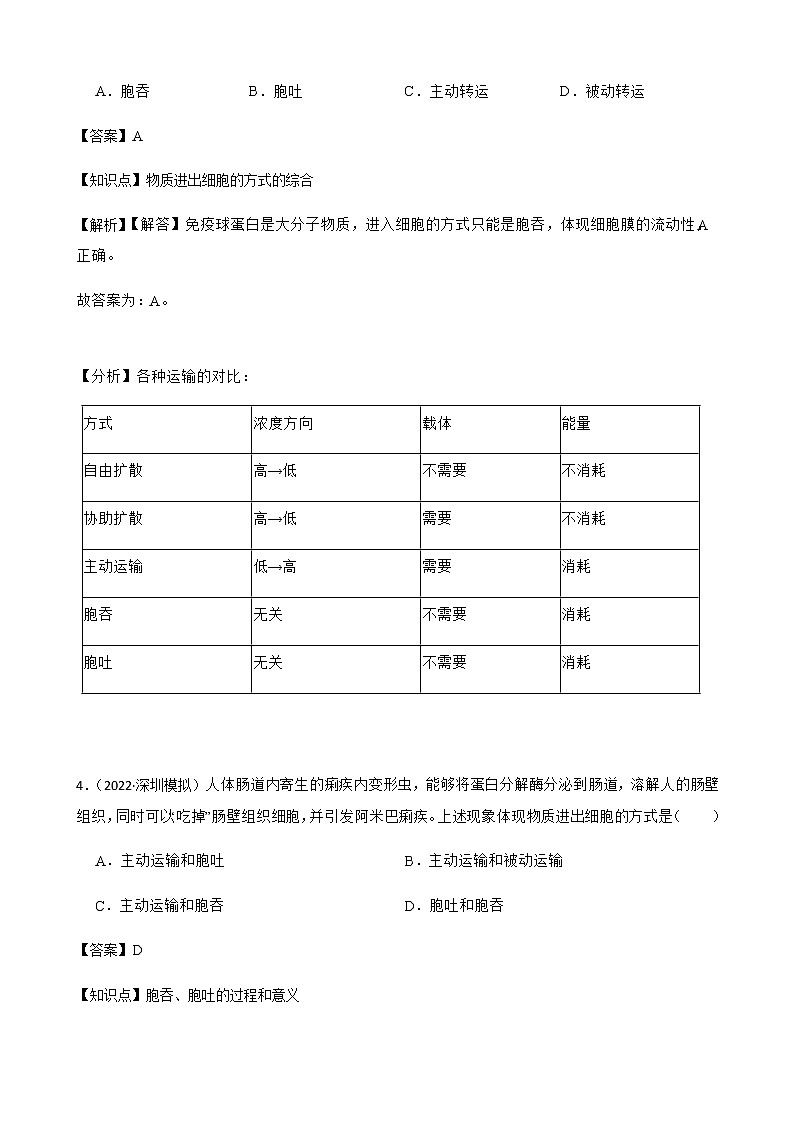 2023届高考生物二轮复习通用版10物质进出细胞的方式作业含答案第3页