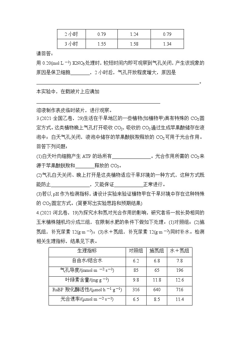 2023届高考生物二轮复习气孔与细胞代谢作业含答案第2页